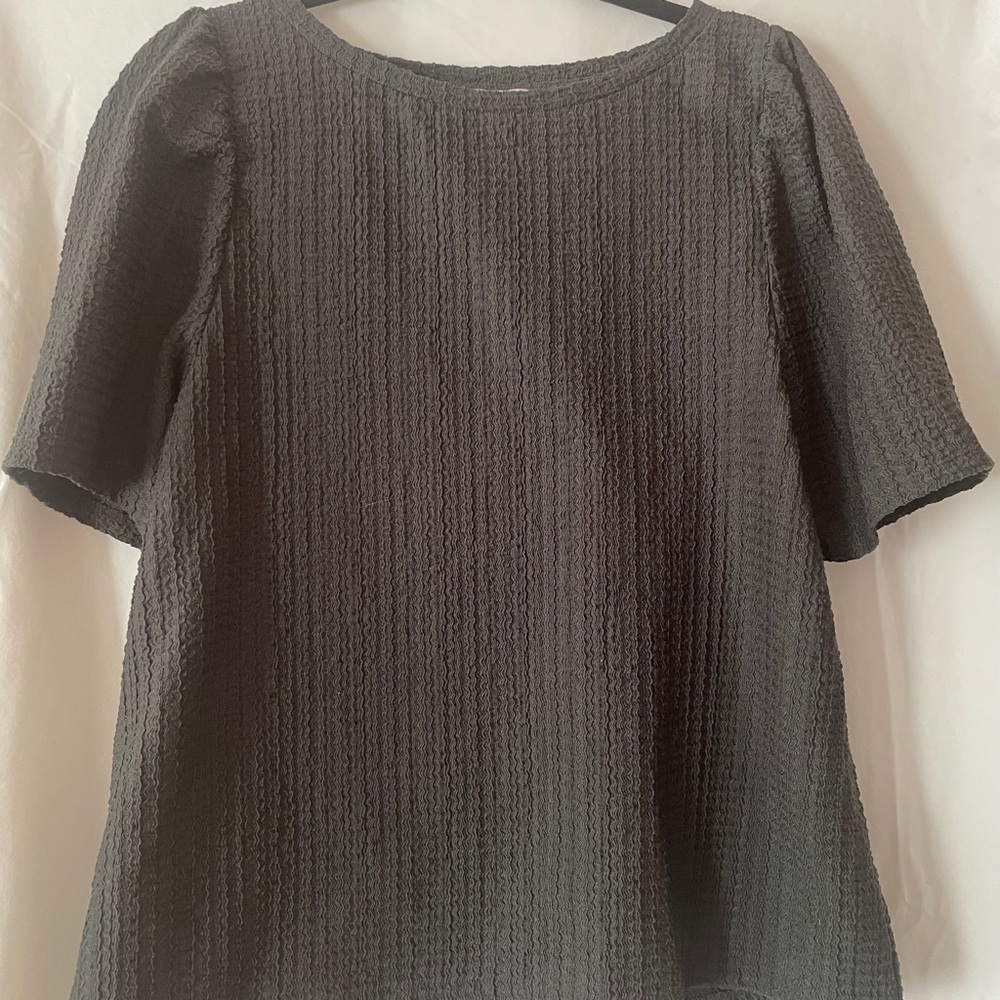 Loft Olive Blouse with Puff Sleeve